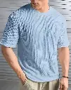 Oversize popcorn fabric sky colour tshirt for men