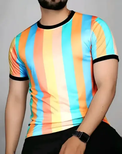 Men's horizontal strip tshirt for men